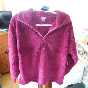 EDDIE BAUER PLUSH 1/4 ZIP FLEECE TOP-WOMEN'S SIZE S-PORT WINE COLOR-NWT!